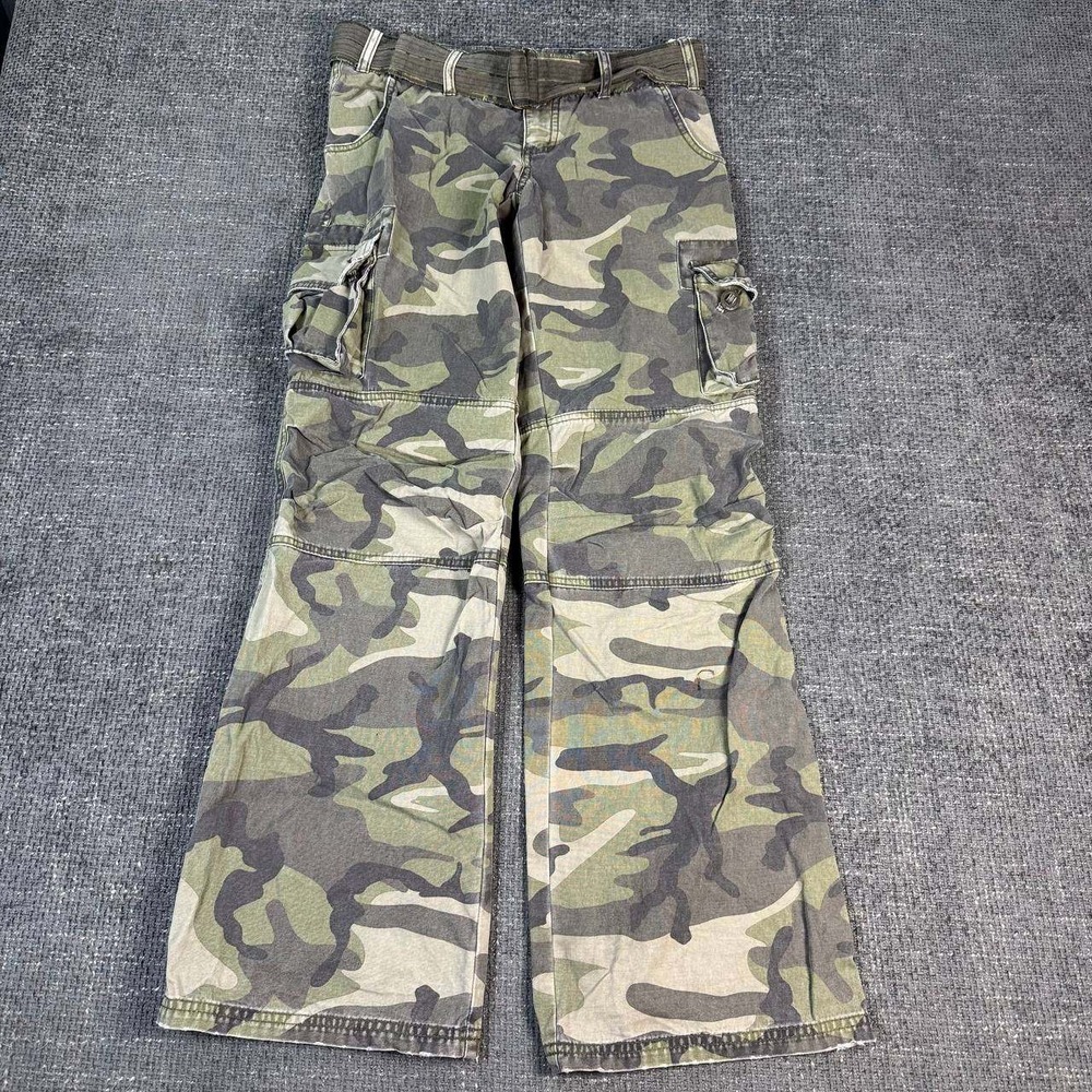 TNA Aritzia Camo Cargo Pants Women 31 Green Wide Leg Y2K Tactical Skater MWC31